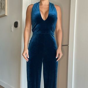 Lulu’s | Blue Velvet Jumpsuit